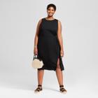 Women's Plus Size Knit Tank Sundress- Ava & Viv Black 4x,