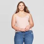 Women's Plus Size V-neck Lace Tank Top - Ava & Viv Blush X, Women's
