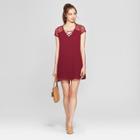 Women's Lace Yoke Shift Dress - Lily Star (juniors') Burgundy