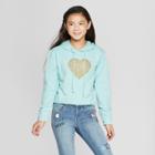 Say What? Say What Girls' Embossed Heart Sweatshirt - Turquoise