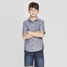 Boys' All Over Print Short Sleeve Button-down Shirt - Cat & Jack White