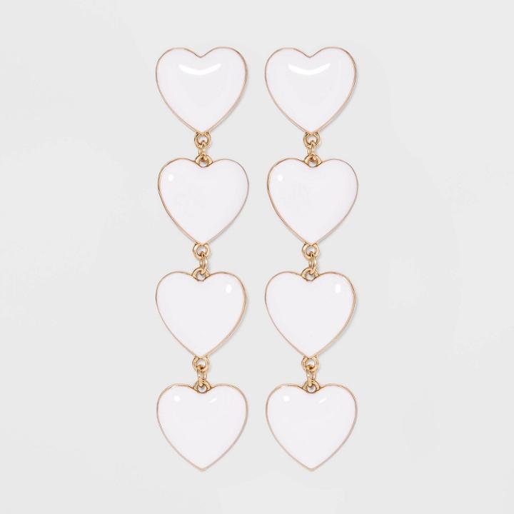 Sugarfix By Baublebar Stacked Heart Drop Earrings - White