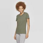 Women's Regular Fit Short Sleeve Crewneck T-shirt - A New Day Olive (green)