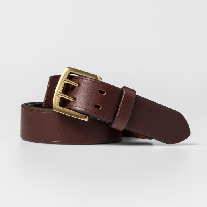 Men's 33mm Creased Prong Buckle Belt - Goodfellow & Co Brown