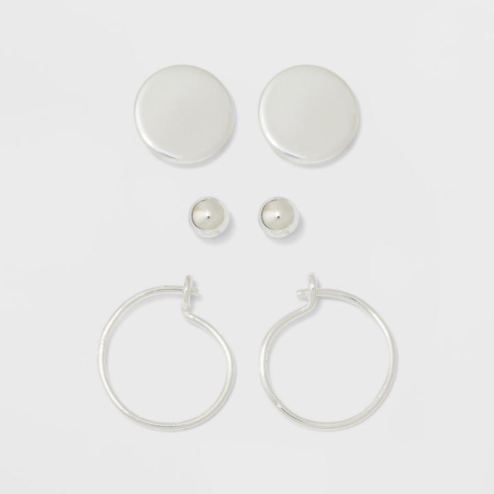 Ball, Flat Circle, And Hoop Earring Set - A New Day