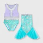 Girls' Disney The Little Mermaid 3pc Swimsuit - 2 - Disney Store, White/silver