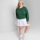 Women's Plus Size Long Sleeve Boxy T-shirt - Wild Fable Dark Green