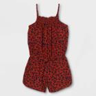 Girls' Printed Sleeveless Woven Romper - Cat & Jack Dark Orange
