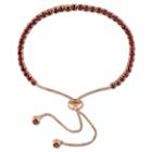No Brand 3 3/4 Ct. T.w. Garnet Bolo Bracelet With Tassel In Rose Plated Sterling Silver, Women's, Red