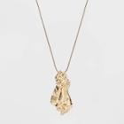 Hammered Metal Pendant Necklace - A New Day Gold, Gold/grey