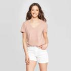 Women's Short Sleeve V-neck Monterey Pocket T-shirt - Universal Thread Brown S, Roasted Brown