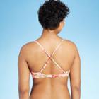 Women's Tie Front Bikini Top - Kona Sol Pink Floral