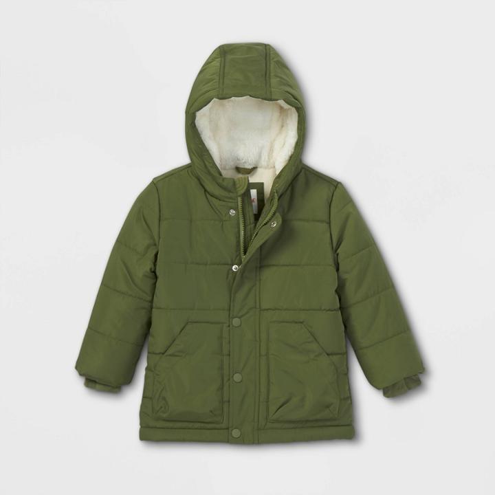 Toddler Boys' Puffer Jacket - Cat & Jack Olive