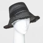 Women's Open Weave Straw Bucket Hats - Universal Thread Black One Size, Women's