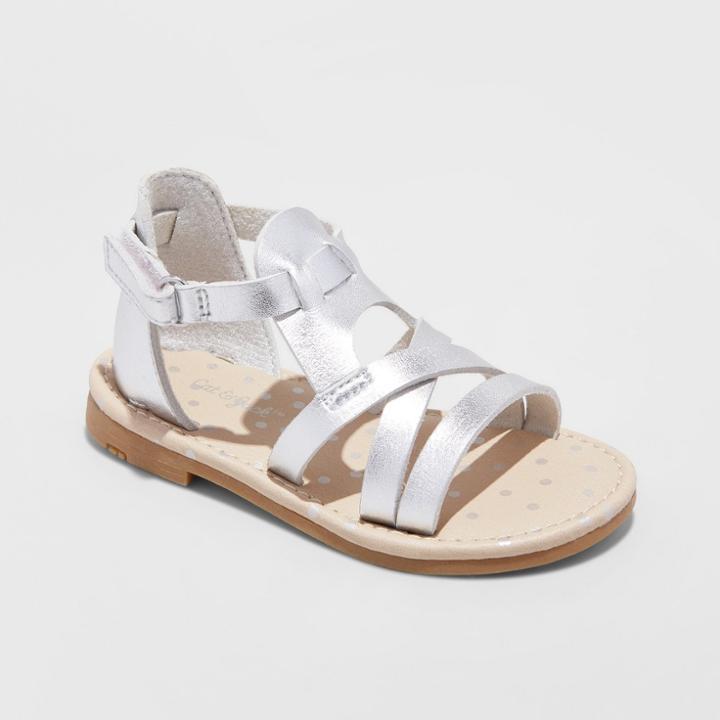 Toddler Girls' Kelsa Two Piece Slide Sandals - Cat & Jack Silver