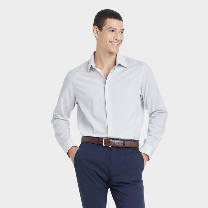 Men's Standard Fit Long Sleeve Button-down Shirt - Goodfellow & Co Gray