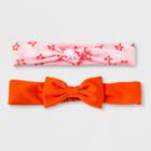 Girls' 2pk Headwrap - Cat & Jack Pink/orange