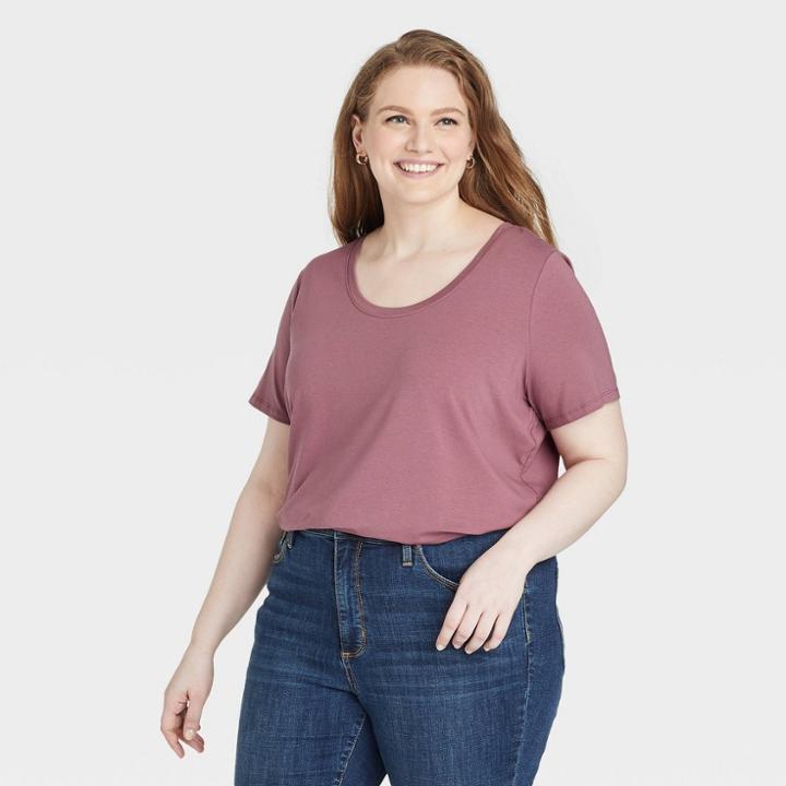 Women's Plus Size Short Sleeve Essential Relaxed Scoop Neck T-shirt - Ava & Viv