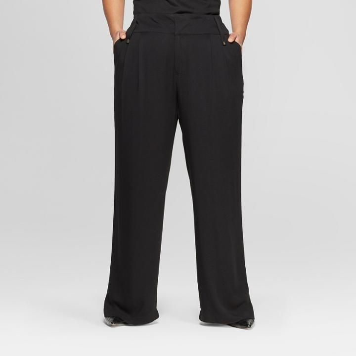 Women's Plus Size Straight Leg Oversize Pocket Pants - Who What Wear Black