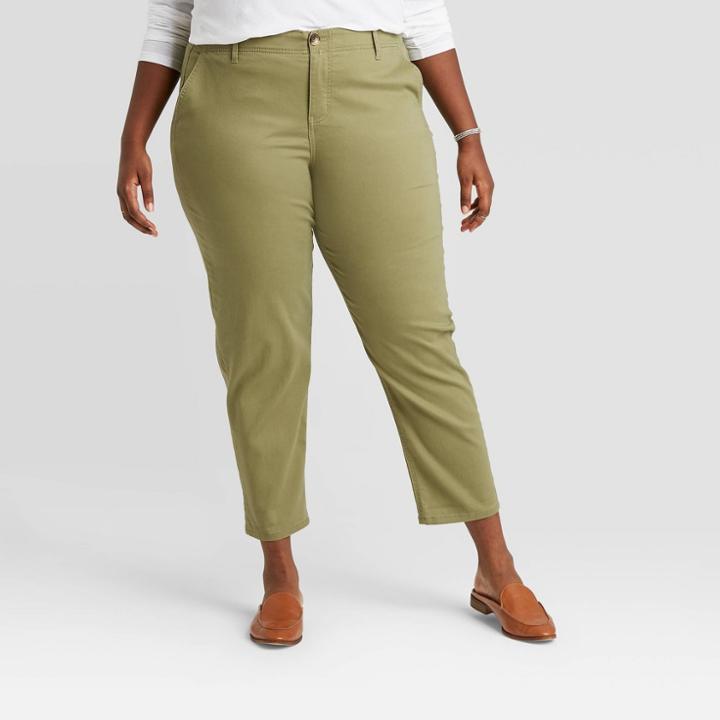 Women's Plus Size Chino Pants - Ava & Viv Green