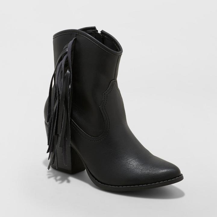 Women's Cordette Fringe Western Bootie - Wild Fable Black
