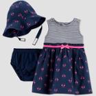 Baby Girls' 2pc Flamingo Dress Set With Hat - Just One You Made By Carter's Blue Newborn, Blue/pink