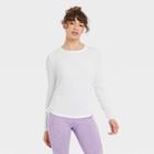Women's Long Sleeve Ribbed Top With Side-cinch Detail - Joylab White
