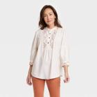 Women's Bishop 3/4 Sleeve Embroidered Blouse - Knox Rose Cream