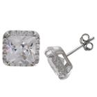 Distributed By Target Women's Square Stud Earrings With Princess Cut Clear Cubic Zirconia In Sterling Silver - Clear/gray