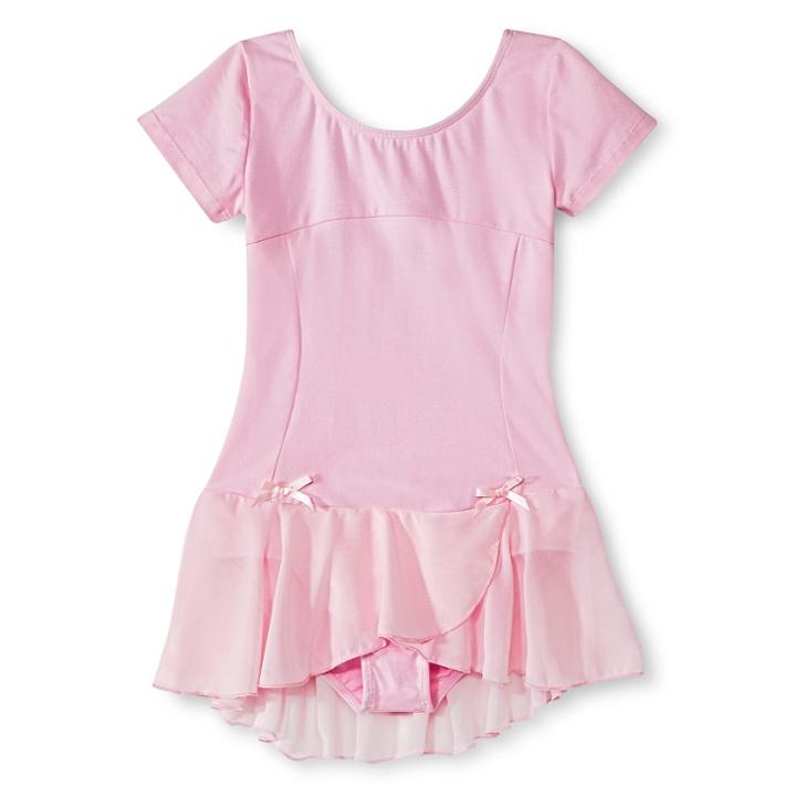 Danz N Motion By Danshuz Danz N Motion Girls' Lattice Back Cap Sleeve Activewear Leotard Dress - Pink
