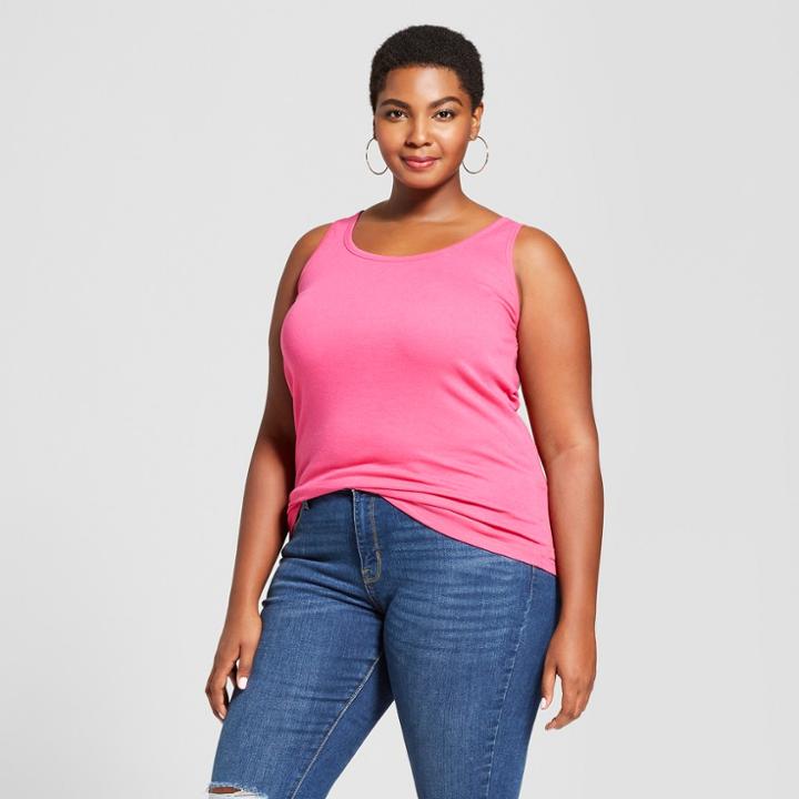 Women's Plus Size Perfect Tank - Ava & Viv Very Pink