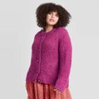 Women's Plus Size Button-front Cropped Cardigan - Universal Thread Purple
