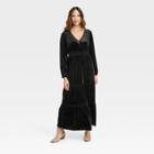 Women's Long Sleeve Velvet A-line Dress - Knox Rose Black
