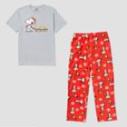 Men's Peanuts Snoopy Pajama Set - Heathered Gray/red