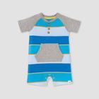 Burt's Bees Baby Baby Boys' Organic Cotton Tipped Rugby Striped Romper - Heather Gray