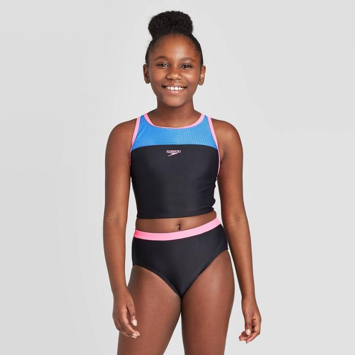 Speedo Girls' 2pc Mesh Bikini Set - Black
