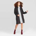 Women's Casual Fit Long Sleeve Textured Cardigan - A New Day Black L, Size:
