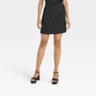Women's Satin Mini A-line Skirt - A New Day Black