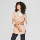 Women's V-neck Luxe Pullover Sweater - A New Day Camel