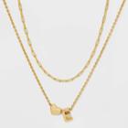 14k Gold Dipped 'e' Initial With Heart Chain Necklace - A New Day Gold