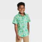 Boys' Floral Button-down Short Sleeve Woven Shirt - Cat & Jack Green