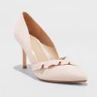 Women's Elisabeth Wide Width Ruffle Heel Pumps - A New Day Blush 8.5w, Size: