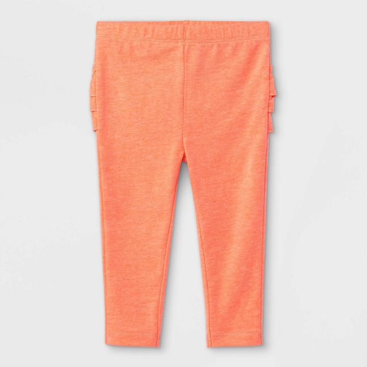 Baby Girls' Ruffle Leggings - Cat & Jack Moxie Peach Newborn, Pink