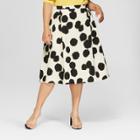 Women's Plus Size Polka Dot Birdcage Midi Skirt - Who What Wear Cream/black 16w, Ivory/black Polka Dot