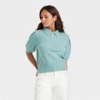Women's Polo Sweater - A New Day Teal Blue