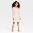Girls' Printed Long Sleeve 100% Cotton Dress - Cat & Jack Light Peach