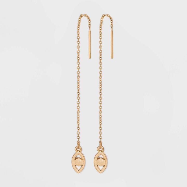 Evil Eye Charm Threader Earrings - Universal Thread Worn Gold