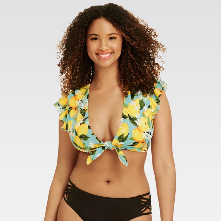 Beach Betty By Miracle Brands Women's Slimming Control Ruffle Tie Front Bikini Top -