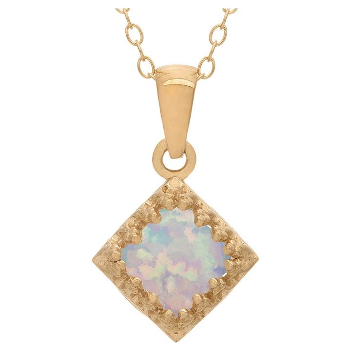 1 1/4 Tcw Tiara Opal Crown Pendant In Gold Over