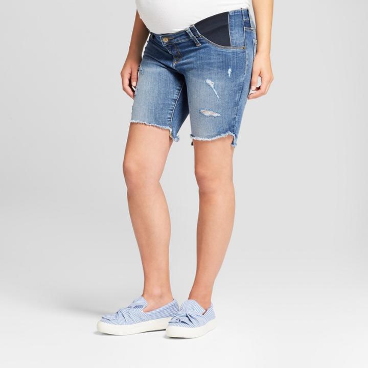 Maternity Inset Panel Bermuda Jean Shorts - Isabel Maternity By Ingrid & Isabel Medium Wash 18, Women's, Blue